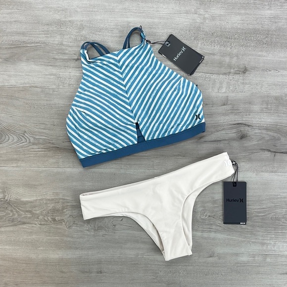 ☀️HURLEY☀️ QUICK DRY HZRD HIGH NECK Q/D HIPSTER BIKINI SET - Picture 2 of 13